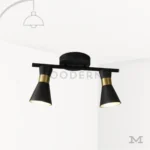 Safyra Black and Gold en fondo blanco, resaltando su diseño compacto con focos orientables en acabado negro y dorado.