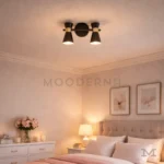 Safyra Black and Gold instalada en habitación, creando un ambiente cálido y moderno.