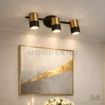 Noeimira Black and Gold instalada en habitación, creando un ambiente cálido y moderno.