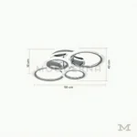 Dasha Platinum con medidas referenciales, mostrando diámetro de 56 cm y su estructura compacta de techo.