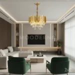 Tokio Gold instalada en sala, aportando iluminación ambiental y un punto focal elegante.