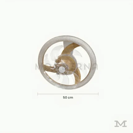 Yvonne Gold con medidas referenciales, mostrando su diámetro de 50 cm y altura de 14 cm.