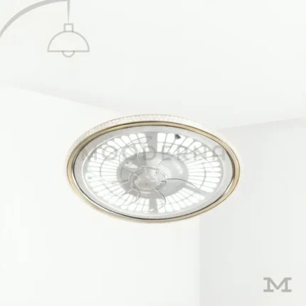 Anny Gold en fondo blanco, mostrando su diseño circular con iluminación LED y ventilador integrado.