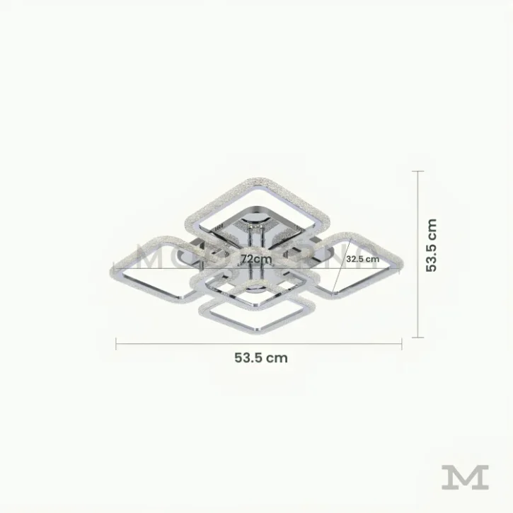 Carmina Gold con medidas referenciales, mostrando su diámetro de 53.5 cm y perfil estilizado.