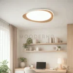 Olivia instalada en oficina, proporcionando iluminación uniforme y confortable para el trabajo diario.