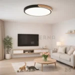 Amelia en sala, aportando iluminación uniforme y diseño elegante al ambiente.