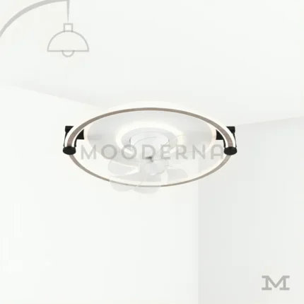 Annika en fondo blanco, resaltando su diseño circular moderno con acabado mate y luz LED integrada.