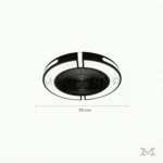 Rasmus Black con medidas referenciales, mostrando su diámetro de 50 cm y altura de 14 cm.