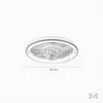 Agnes White Blue con medidas referenciales, mostrando su diámetro de 50 cm y altura de 14 cm.