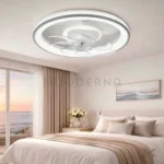 Agnes White Blue instalada en habitación, brindando iluminación uniforme y ventilación silenciosa.