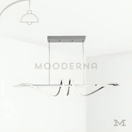 Rose Platinum en fondo blanco, destacando su diseño ondulado moderno en acabado cromado con iluminación LED integrada.