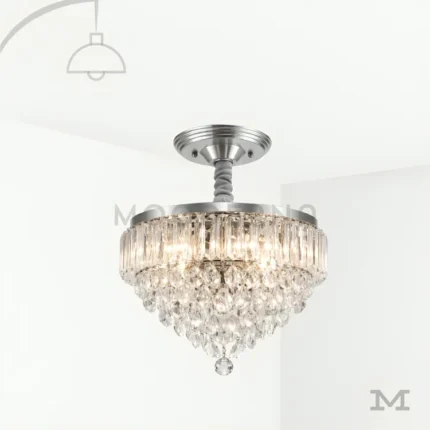 Pauline Plata Crystal en fondo blanco, destacando su diseño elegante con cristales decorativos y acabado plateado brillante.