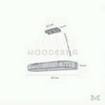 Kahori Platinum Crystal con medidas referenciales, mostrando su estructura de 63 cm y altura regulable.