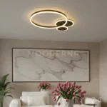 Trueno Black en sala desde otro ángulo, resaltando su diseño decorativo y luz ambiental.