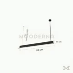 Ofelia Black con medidas referenciales, mostrando su longitud de 120 cm y altura regulable.