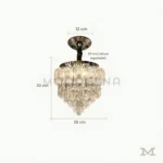 Matilda Plata Crystal con medidas referenciales, mostrando su diámetro de 28 cm y altura de 30 cm.