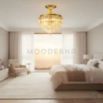 Pauline Gold Crystal en habitación, creando un ambiente cálido y refinado.