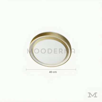 Fatima Gold con medidas referenciales, mostrando su diámetro de 40 cm y perfil delgado.