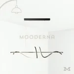 Rose Black en fondo blanco, destacando su diseño moderno ondulado en color negro con iluminación LED integrada.