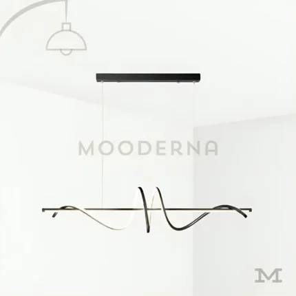 Rose Black en fondo blanco, destacando su diseño moderno ondulado en color negro con iluminación LED integrada.