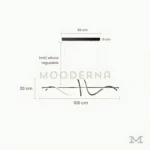 Rose Black con medidas referenciales, mostrando su estructura alargada de 100 cm y altura regulable.