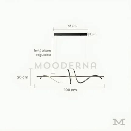 Rose Black con medidas referenciales, mostrando su estructura alargada de 100 cm y altura regulable.