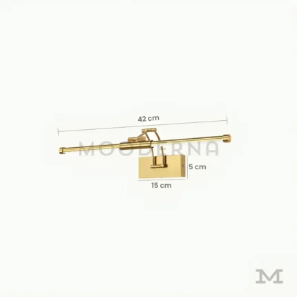 Floris Gold recargable con medidas referenciales, destacando su formato práctico y estilizado para pared.