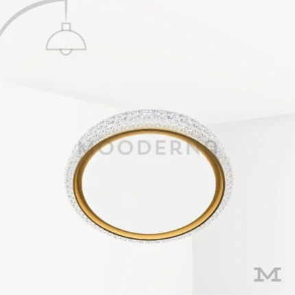 Luminaria LED de techo dorada Annika Gold con diseño circular y detalles decorativos tipo cristal