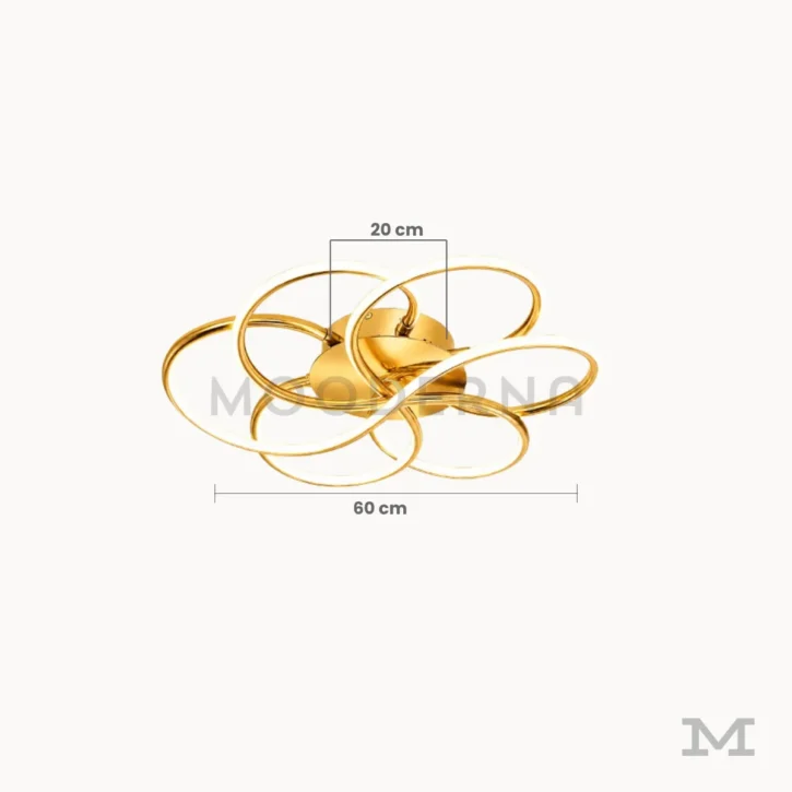 Medidas de lámpara LED Lota Gold de 60 cm de diámetro y 10 cm de altura