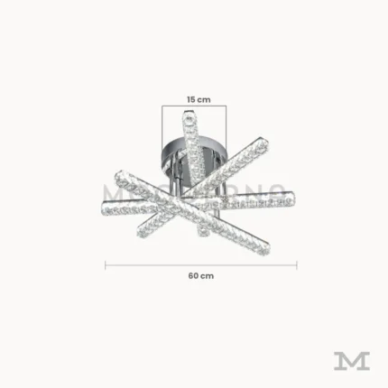 Medidas de luminaria LED Viktoria Platinum de 60 cm de ancho y base de 15 cm