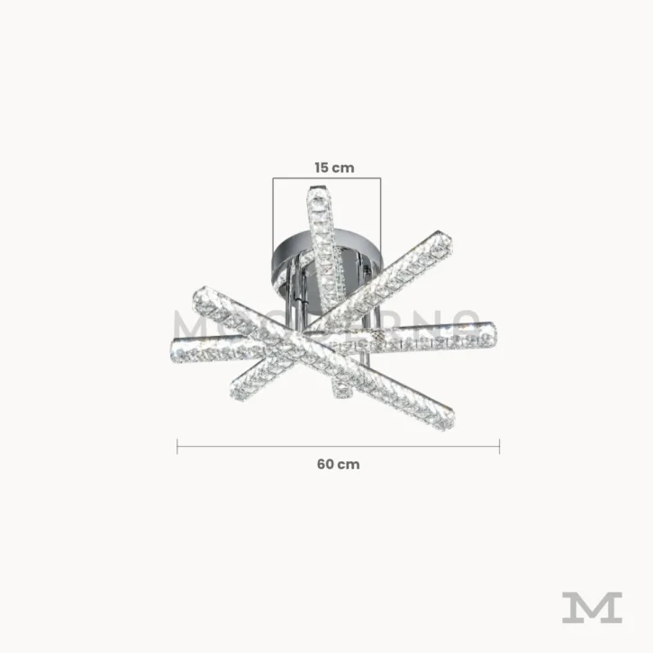 Medidas de luminaria LED Viktoria Platinum de 60 cm de ancho y base de 15 cm