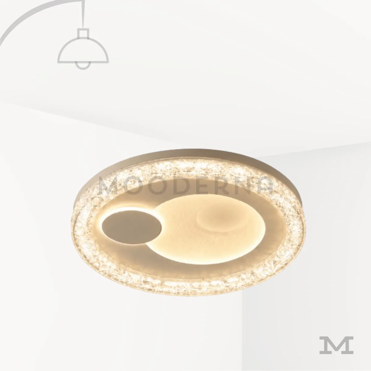 Elettra Mix 48W – Luminaria LED de techo Plafón LED de techo Elettra Mix 48W con aro efecto cristal e iluminación cálida