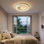 Plafón LED moderno Elettra Mix instalado en techo de dormitorio elegante