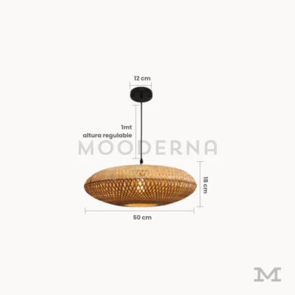 Medidas de lámpara colgante rústica Ciara de 50 cm con altura regulable de 1 metro