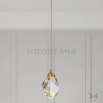 Lámpara colgante Candela Gold de diseño cristal facetado con acabado dorado