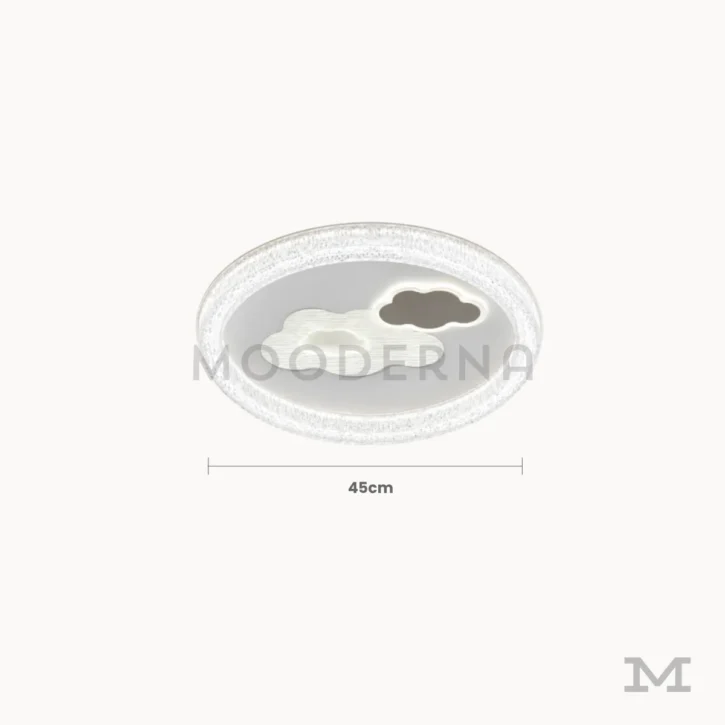 Medidas de luminaria LED Nefeli circular de 45 cm de diámetro para dormitorio