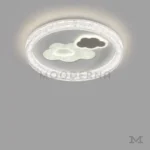 Plafón LED Nefeli de techo con aro luminoso y decoración de nubes para dormitorio
