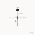 Medidas de lámpara colgante Misaki Black con cuerpo de 30 cm, base de 12 cm y altura regulable de 1 metro.