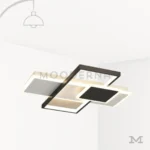 Lámpara LED de techo Sumire Mix con diseño geométrico de cuadrados superpuestos en negro y blanco.