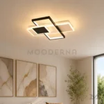Lámpara LED Sumire Mix con iluminación cálida instalada en el techo de una sala moderna.