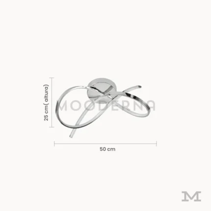 Medidas de luminaria LED Hamaru Platinum de 50 cm de ancho y 25 cm de altura