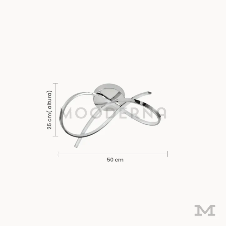 Medidas de luminaria LED Hamaru Platinum de 50 cm de ancho y 25 cm de altura