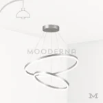 Lámpara LED colgante Billy Platinum de dos aros plateados con diseño moderno y altura regulable.