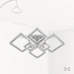Luminaria LED moderna Nayda Plata de seis cuadrados con acabado plateado y bordes tipo cristal