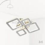 Luminaria LED de techo plateada Altea Plata con diseño geométrico de cuatro cuadrados