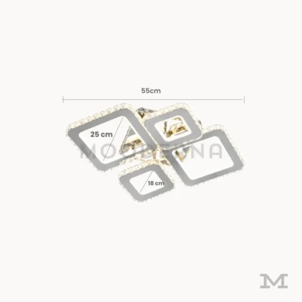 Medidas de luminaria LED Altea Plata de 50 cm de diámetro y 18 cm de altura