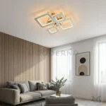 Luminaria LED de techo Altea Plata instalada en sala moderna con decoración contemporánea