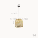 Medidas de lámpara colgante Frieda de ratán, 45 cm de diámetro y 25 cm de altura